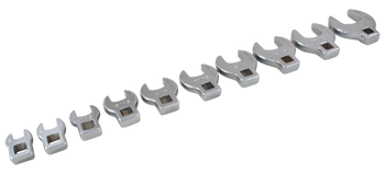 Gray Tools 10 Piece 3/8" Drive SAE Mirror Chrome Open End Crowfoot Wrench Set 3/8" - 1" - (GRT64910)