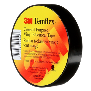 Temflex General Use Vinyl Electrical Tape, 3/4 in x 60 ft (19 mm x 18,3 m), 7 mil, 100 per case