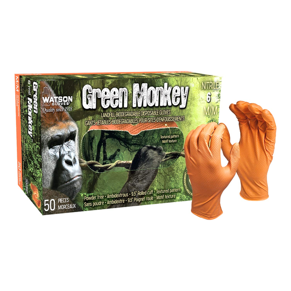 Green Monkey Orange Nitrile Gloves - 5557PF - XL (10)