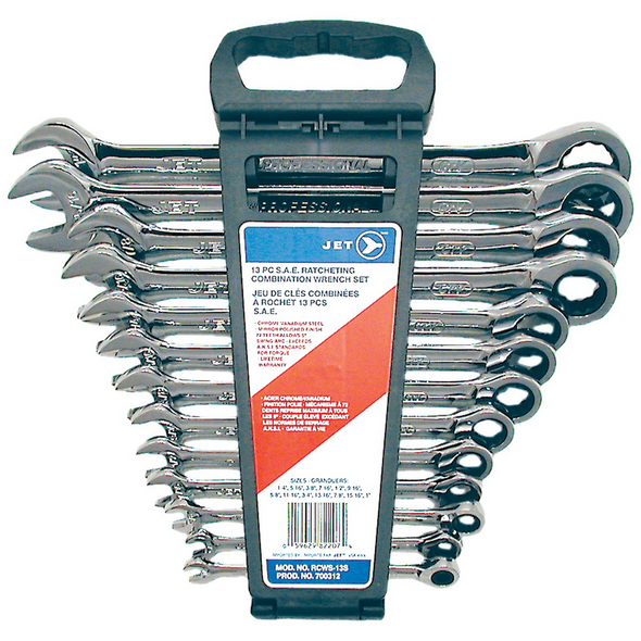 13 PC Long SAE Ratcheting Combination Wrench Set