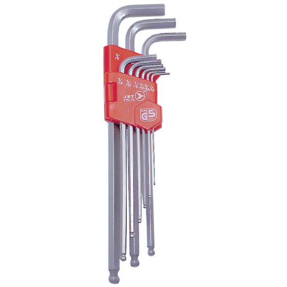 9 PC SAE Extra Long Ball Nose Hex Key Set