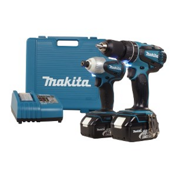 Makita LXT211 18V 2 Piece Combo, 1/2" Hammer Drill / 1/4" Impact Driver Incl 2 3.0 AH Batteries, Charger & Case