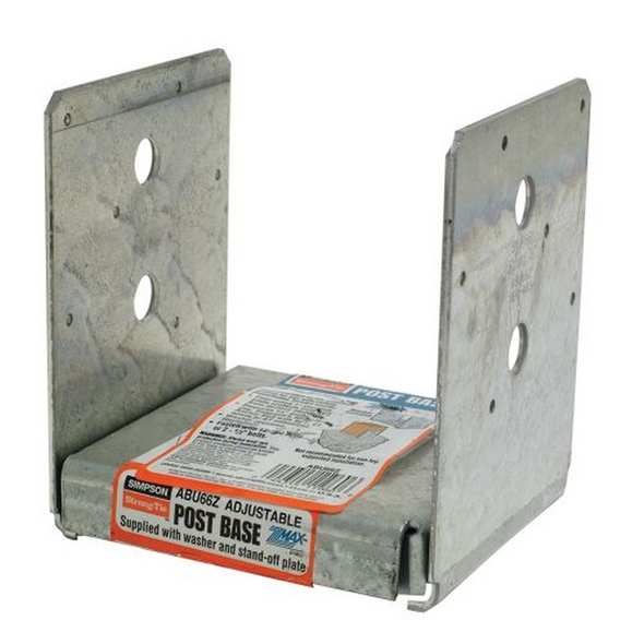 ABU 6x6 Galvanized Adjustable Standoff Post Base - (SIMABU66)