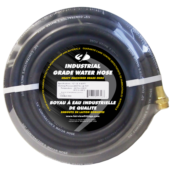 5/8" X 25' Industrial Rubber Hose - (FAWH10BLK-25H)