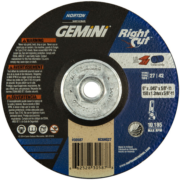 Gemini RightCut A AO Type 27/42 Cutting Wheel - (NAB66252842026)