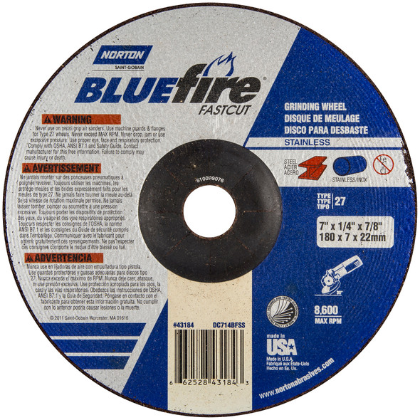 BlueFire INOX/SS ZA ZA Type 27 Grinding Wheel - NAB66252843185