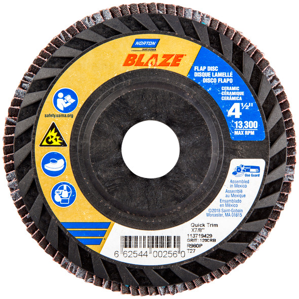 Blaze R980P CA Medium Grit Center Mount Plastic Flat Flap Disc - (NAB66254400256)