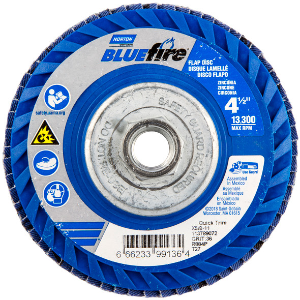 BlueFire R884P ZA Coarse Grit Arbor Thread Plastic Flat Flap Disc 60 Grit - NAB66623399146
