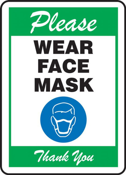 10" x 14" "Please Wear Face Mask" Plastic Sign Covid - (ACFMPPA512VP)