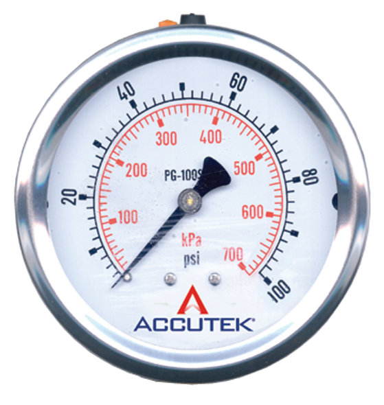 Pressure Guage, 0-30 PSI, 2-1/2 in Face 1/4 in MPT Center Back Mount Liquid - (FAPG30CG25)