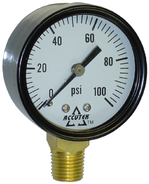 Pressure Guage, 0-30 PSI, 2 in Face 1/4 in MPT Bottom Stem Dry - (FAPG30SD2)