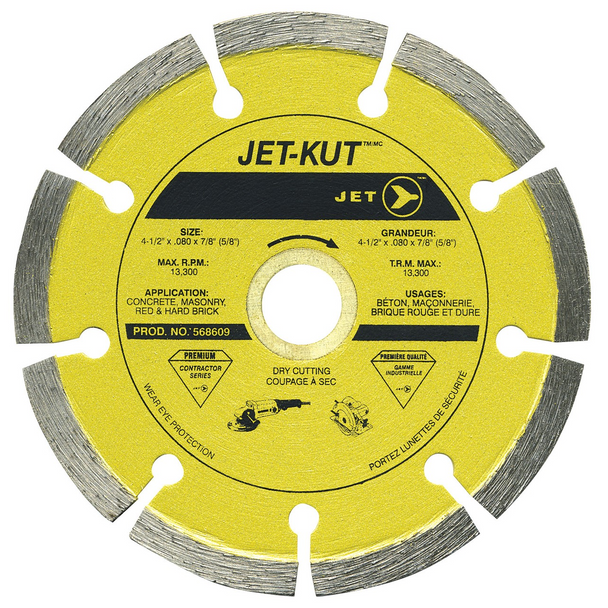 4-1/2 x .080 x 7/8 (5/8) JET-KUT Premium Segmented Diamond Blade