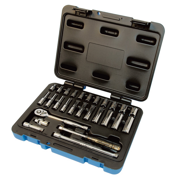 28 PC 1/4" DR Metric Socket Wrench Set - 6 Point