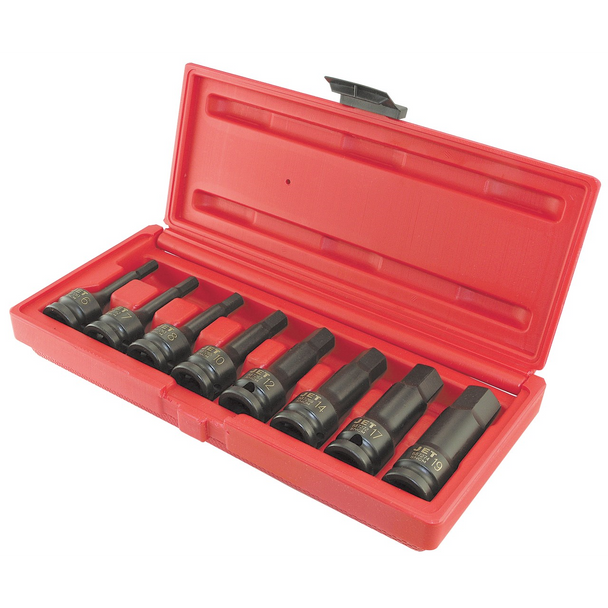 8 PC 1/2" DR Metric Hex Bit Impact Socket Set