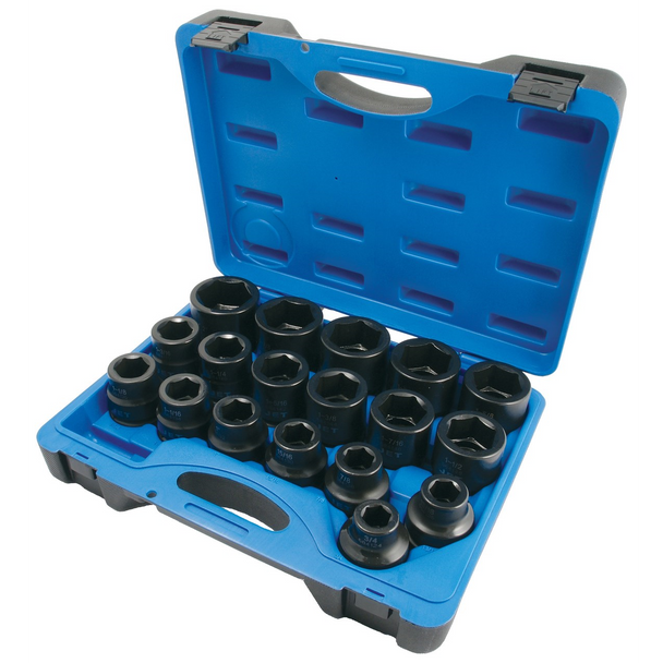 18 PC 1" DR SAE Impact Socket Set - 6 Point