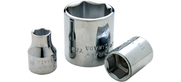 Gray Tools 6 Point Standard Length Chrome Finish Socket 1" X 3/8" Drive - (GRTTH32)