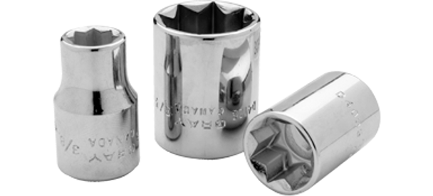 Gray Tools 8 Point Standard Length Double Square Chrome Finish Socket 7/16" X 1/2" Drive - (GRTD407S)