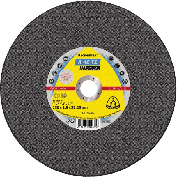 5" X 1/16" X 7/8" Flat A 46 TZ Special Kronenflex Cut-Off Wheel - (EA187171)