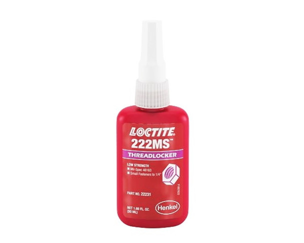 LOCTITE 222 MS Threadlocker Low Strength/Small Screw/Mil-Spec. - 250 ml Bottle (LC22241)