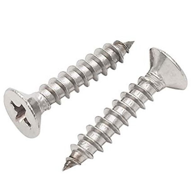 #8 x 1-1/2" 18.8 Stainless Flat Head Phillips Tapping Screw - (PC5168-145)