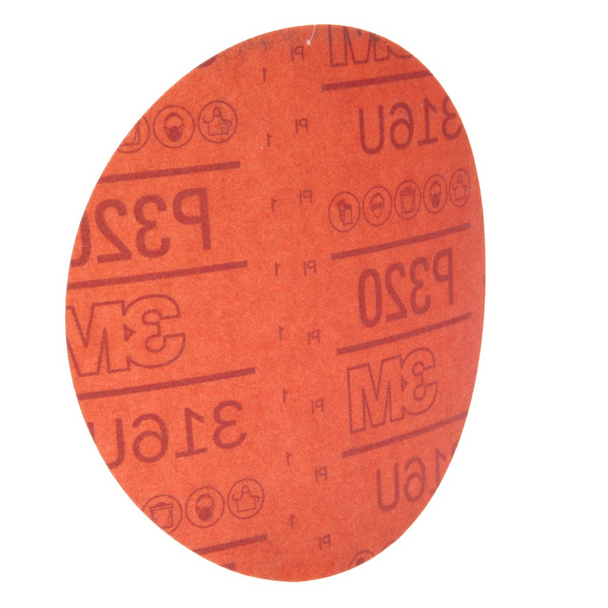 3M Hookit Red Abrasive Disc, 316U, 01219, P320, A-weight, 6 in (15.24 cm)