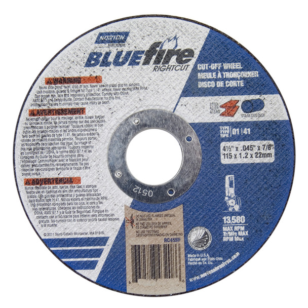 BlueFire RightCut A AO Type 01/41 Right Angle Cut-Off Wheel - NAB66252843208