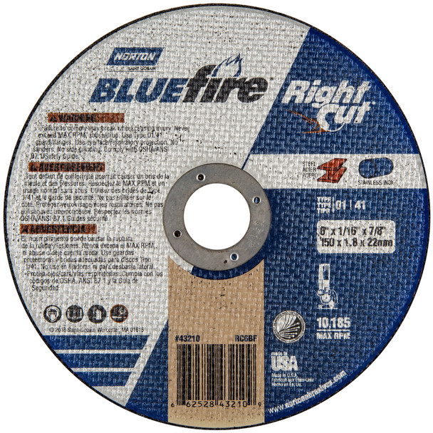 BlueFire RightCut ZA ZA Type 01/41 Right Angle Cut-Off Wheel - NAB66252843210