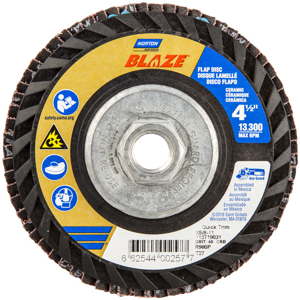 Blaze R980P CA Coarse Grit Arbor Thread Plastic Flat Flap Disc - (NAB66254400259)