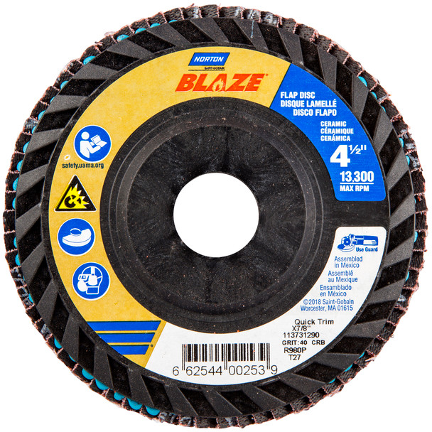 Blaze R980P CA Coarse Grit Center Mount Plastic Flat Flap Disc - (NAB66254400264)
