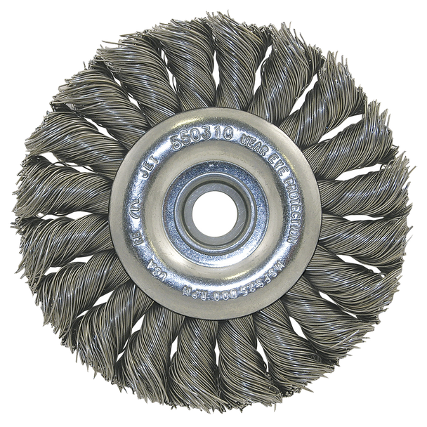 8" Full Cable Twist Knot Wheel - Unthreaded for Die/Bench Grinders - (JT550306)