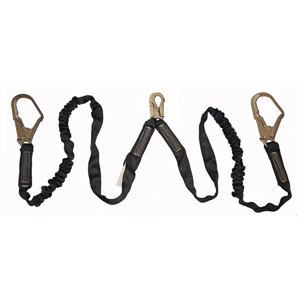 Shock Absorbing Lanyard - POY - Twin Leg - Snap & Form Hooks - 6' (1.8 m)