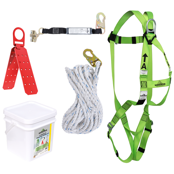 Compliance Roofer's Kit - Reusable Bracket - Integral ADP Rope Grab - 2' (0.6 m) SP Lanyard - 50' (15.2 m)