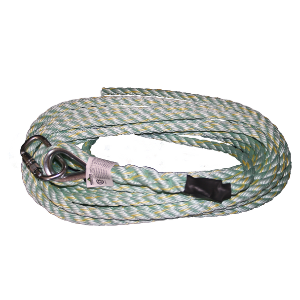 Vertical Lifeline - Carabiner & Back Splice - 25' (7.6 m)