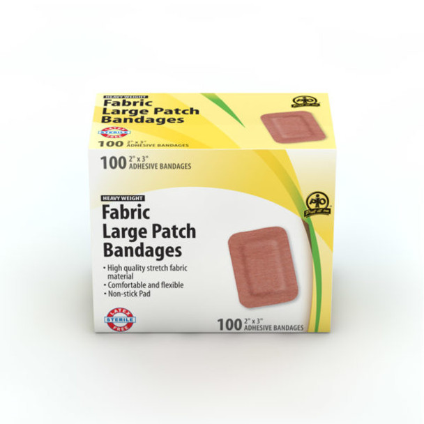 2" X 3" Fabric Patch Bandage Large 100/Box - (WASF1525760)