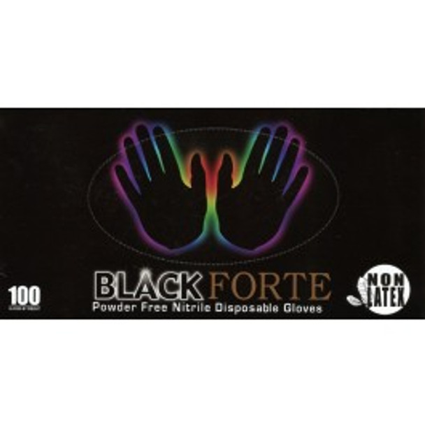 Black Forte Nitrile Disposable Gloves - Box of 100
