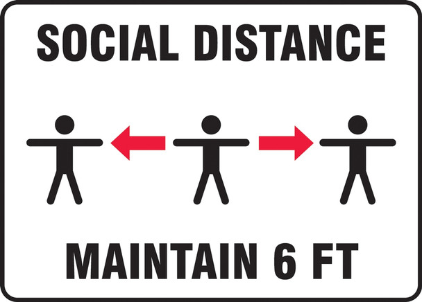 7X10 Social Distancing Images 3 People Plastic Sign Covid - (ACFMGNF544VP)