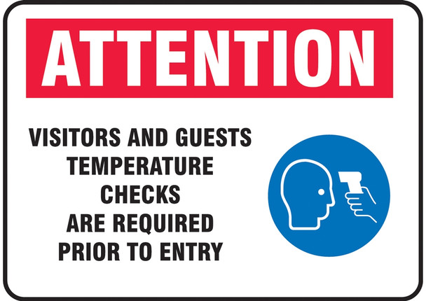 10X14 Temp Check Required Plastic Sign Covid - (ACFMGNG921VP)