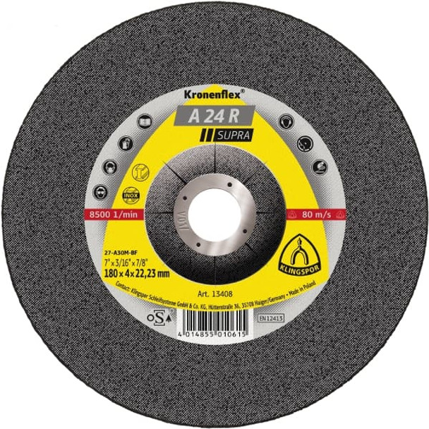 5" X 1/4" X 7/8" Depressed Centre A 24 R Supra Kronenflex Grinding Disc - (EA13402)