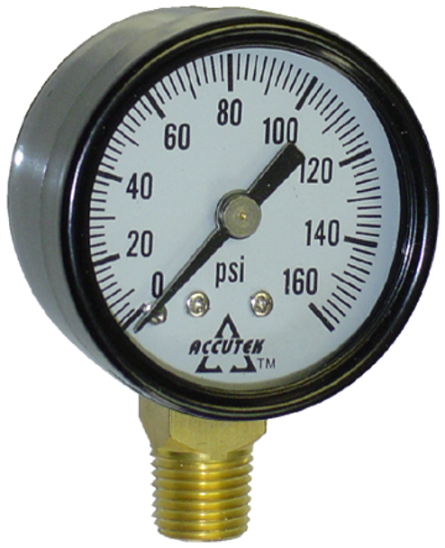 Pressure Guage, 0-160 PSI, 2-1/2 in Face 1/4 in MPT Bottom Stem Dry - (FAPG160SD25)