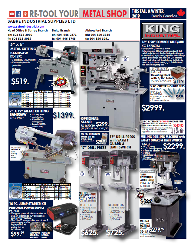 King Canada Metalworking 2019 King Canada Metalworking WINTER