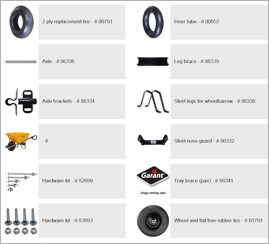 CP6TC14GA Wheel Barrow Parts List