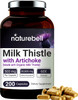 Milk Thistle Extract Made with Organic Milk Thistle and Artichoke Extract 30000mg Herbal Equivalent 200 Capsules 2 in 1 Formula 80 Silymarin for Liver Health NonGMO