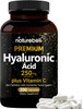 NatureBell Plant Based Hyaluronic Acid Supplements 250mg Hyaluronic Acid with 25mg Vitamin C Per Serving 200 Capsules 2 in 1 Formula Supports Skin Hydration Joints Lubrication and Antioxidant