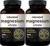 Pack of 2 Elemental Magnesium 500mg Per Serving as Magnesium Citrate 180 Capsules Each Powerfully Supports Energy Metabolism Muscles Heart  Bone Health NonGMO and Made in USA