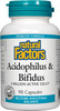 Natural Factors  Acidophilus  Bifidus Promotes WellBeing  Digestive Health 90 Capsules