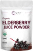 Organic European Black Elderberry Juice Powder 4 Ounce Cold Pressed Flash Pasteurized for Safety Supports Immune System Energy and Vascular Health No GMOs Vegan Friendly