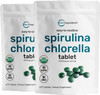 2 Pack Organic Spirulina and Chlorella Supplement 3000mg Per Serving 1350 Mini Tablets Each Rich in Chlorophyll and Antioxidant No GMOs Vegan Friendly Product of Taiwan