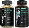 Warrior Code Mens Vitality  Mens Multi  Testosterone  Multivitamin Bundle with Vitamin BComplex D3 C E  Zinc  Herbs with Ashwagandha for Complete Mens Health Support