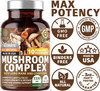 N1N Premium Mushroom Complex 10X Powerful Mushrooms with Reishi Lions Mane Cordyceps Chaga Turkey Tail and Maitake to Support Health Brain Functions and Energy Levels 60 Veg Caps