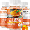 N1N Premium Turmeric Curcumin Gummies with Ginger Max Strength Natural Turmeric Gummies for Adults to Support Joint Pain Relief Brain Function Gluten Free 60 Gummies